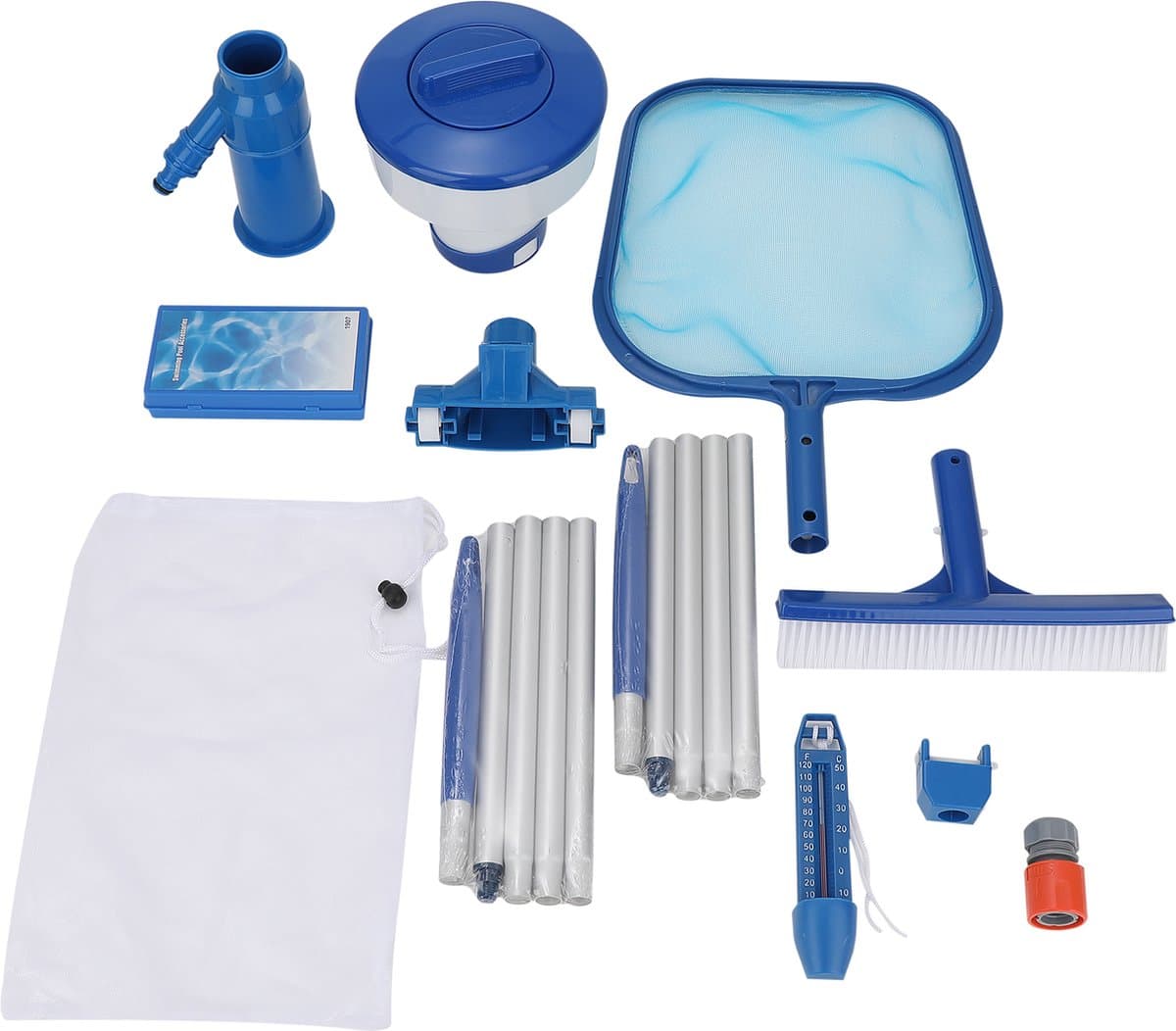 Zwembad onderhoudsset Compleet 3 - Reinigingsmiddelen - Zwembad Starterspakket - Zwembad Schoonmaakset - Zwembad Schoonmaak Set - Zwembadstofzuiger - Zwembad Onderhoudset - Zwembad Borstel - Zwembadthermometer - Watertester - Chloordrijver