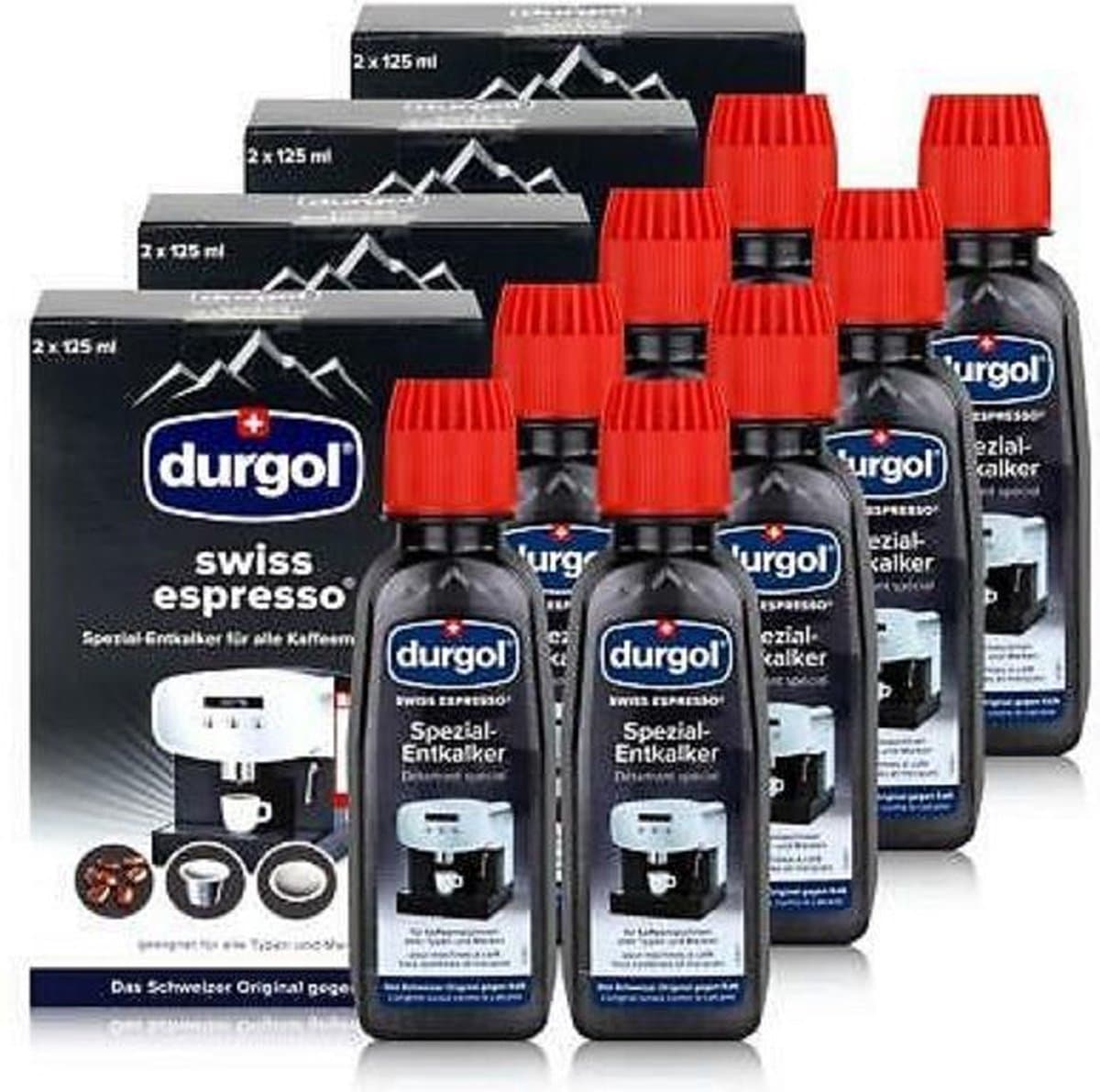 Durgol Swiss Espresso Special Decalcifier for all Coffee Machines, 8 x 125ml