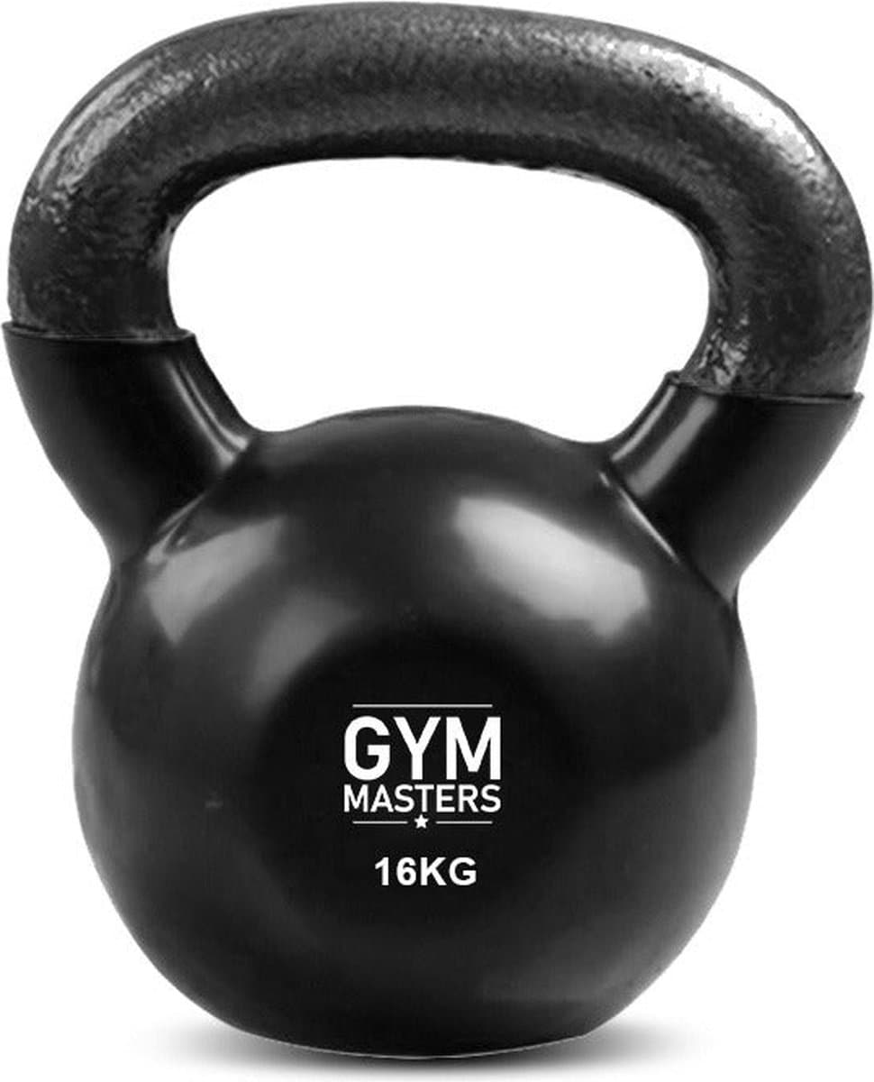 Gym Masters kettlebell 16 KG - vloerbeschermend - PREMIUM - kettlebell set - kettlebel - krachttraining - fitness gewichten - kettlebell 16kg - gewichten 16 kg - home gym - kettlebells - gietijzer - gym equipment
