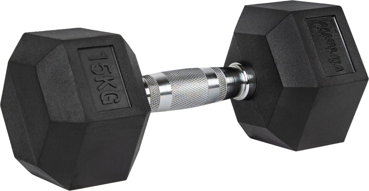 VirtuFit Hexa Dumbbell Pro - 15 kg - Hexagon Dumbbell - Duurzaam en Slijtvast - Krachttraining - Gewicht - CrossFit & Fitness - Geschikt voor Beginners en Professionals - Per Stuk Verkocht