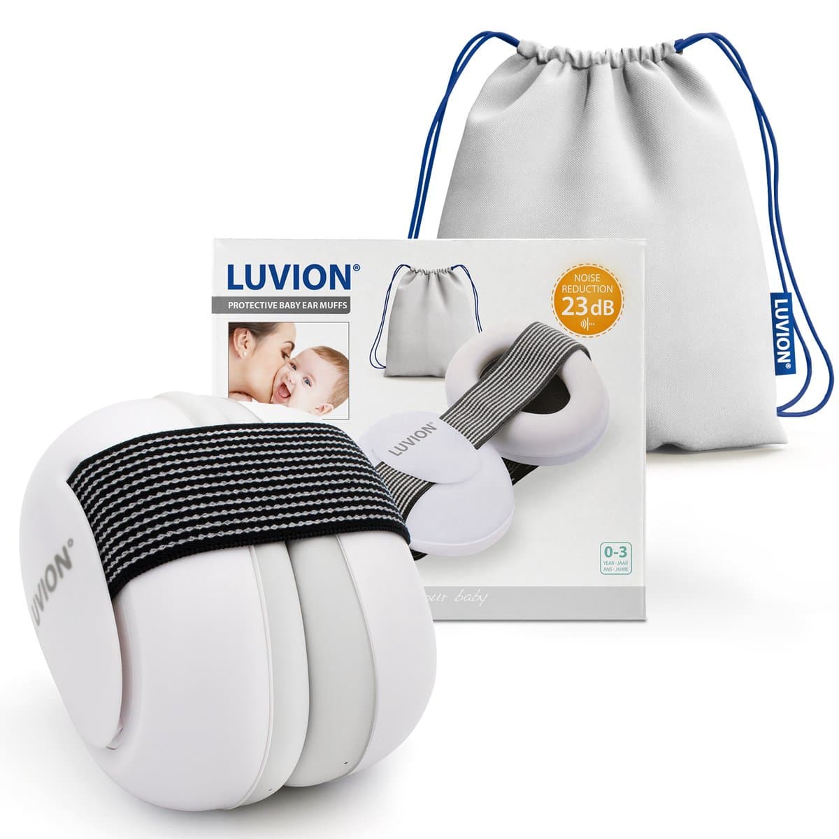 LUVION® Baby Gehoorbeschermer - Premium gehoorbescherming voor je baby - tot 3 jaar - Snow White