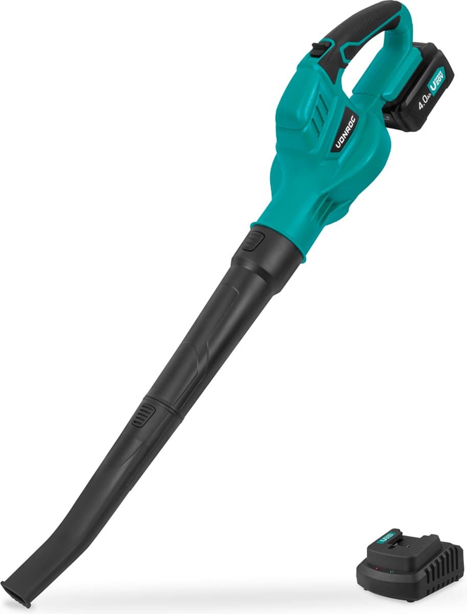 VONROC Accu Bladblazer 20V – Luchtsnelheid 180 km/u – Luchtvolume 5m3/min - Incl. 4.0Ah accu en snellader