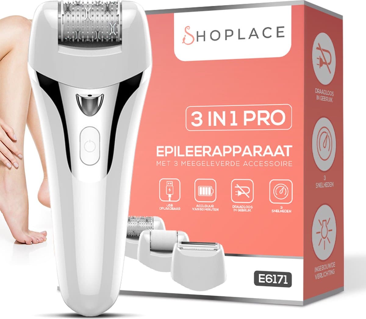 Shoplace 3 in 1 Pro Epileerapparaat dames - Epilator - Epilady - Ladyshave - Ontharingsapparaat - Scheerapparaat - Eeltverwijderaar