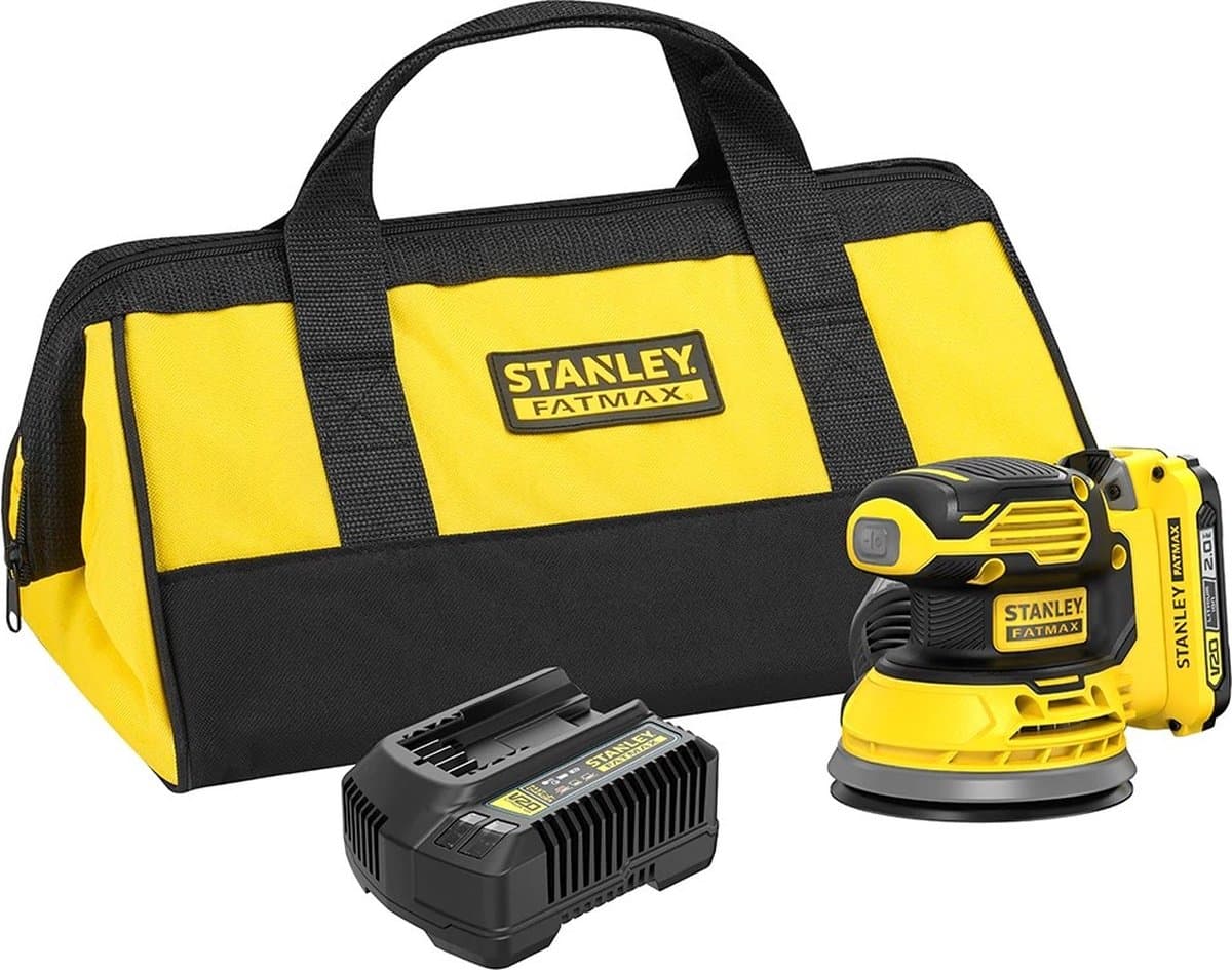 STANLEY FATMAX V20 18V Excentrische schuurmachine 125mm in softbag (met 2.0Ah accu en lader) SFMCW220D1S-QW