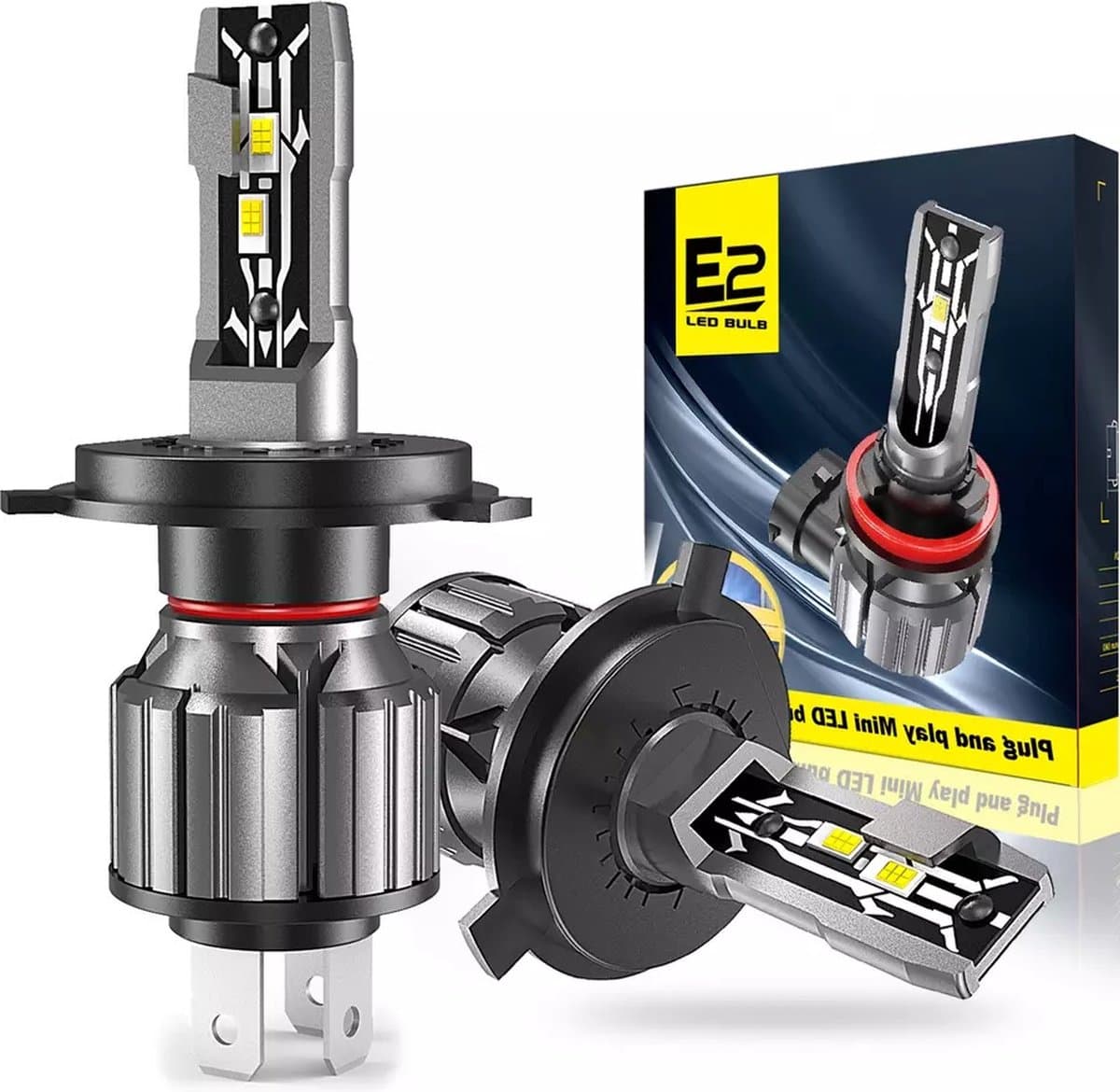 TLVX H4 30000 Lumen Perfect fit LED lampen 6000k Helder Wit (set 2 stuks), CANBUS, CSP LED CHIP, 100 Watt, Auto - Scooter - Vespa - Motor - Dimlicht - Grootlicht - Koplampen - Autolamp - Autolampen 12V