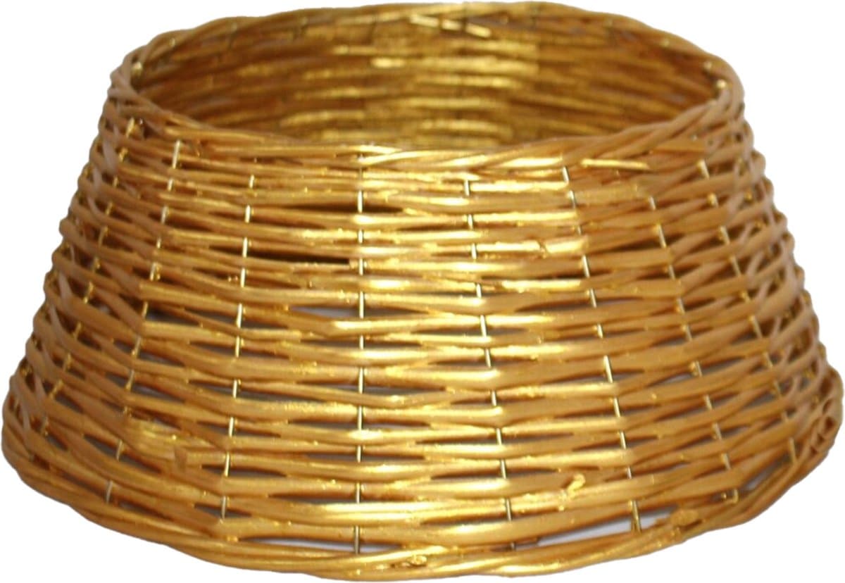 Gerim Kerstboomrok/kerstboommand - goud - gevlochten wilg - 38 x 16 cm - voor kerstboom van 120 cm