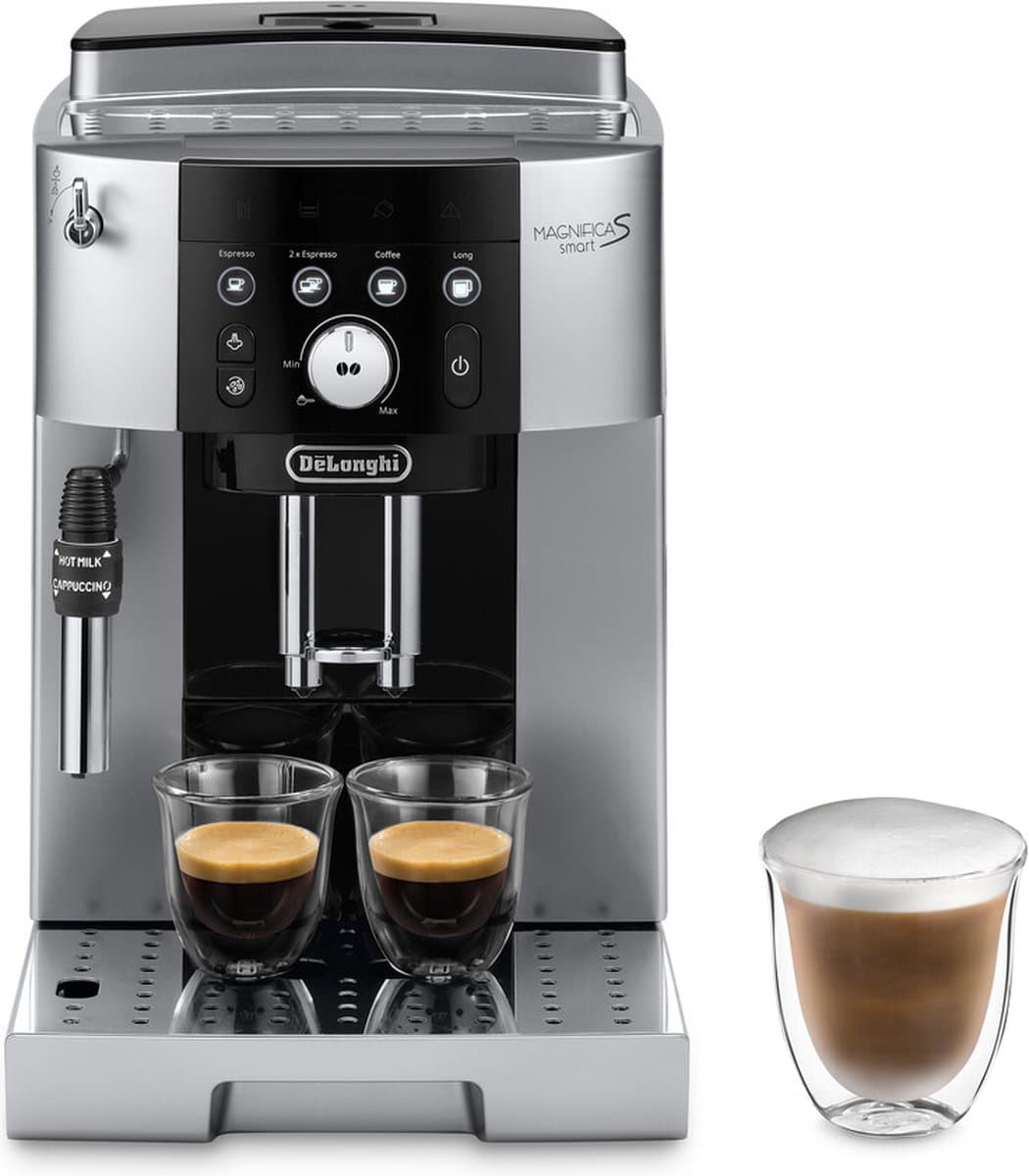 De'Longhi Magnifica S Smart ECAM250.23.SB - Volautomatische espressomachine met 4 one-touch recepten en melkstoompijpje - Zilver/zwart