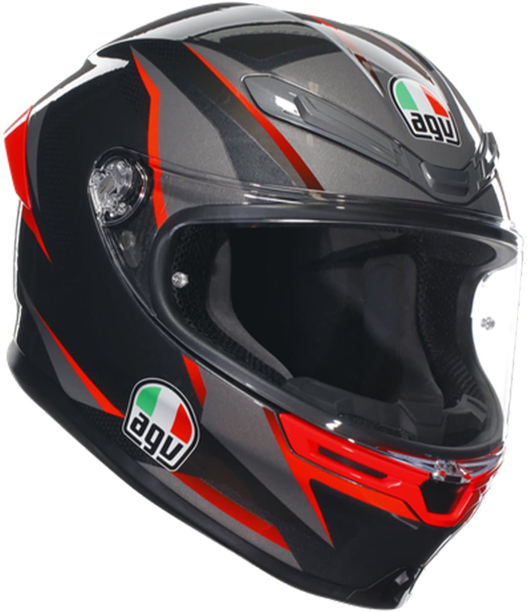 AGV K6 SLASHCUT BLACK/GREY/RED - Maat L - Integraal helm - Scooter helm - Motorhelm - Zwart - Scooterhelmen mannen en vrouwen.