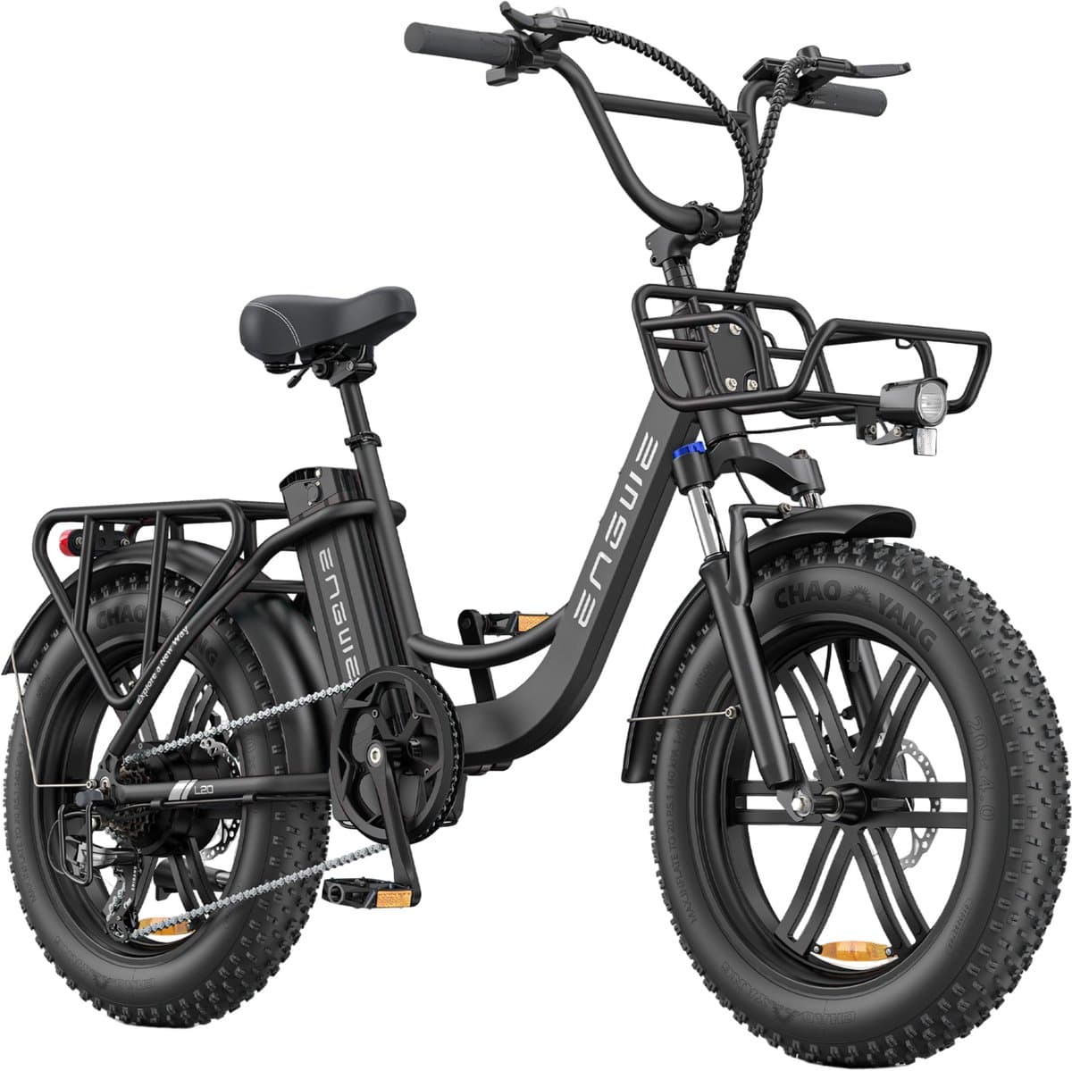 ENGWE L20 Boost Elektrische fiets - Actieradius 120km - Verwijderbare batterij 48V13Ah - Motor 250W - Shimano 7 versnellingen - Mechanische Schijfremmen - 20 Inch Commuter E-Bike - Fatbike - Zwart
