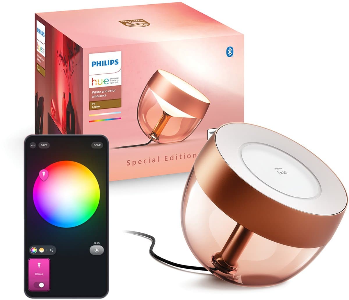 Philips Hue Iris tafellamp - wit en gekleurd licht - koper