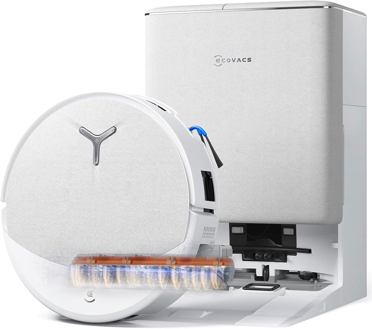 ECOVACS DEEBOT T90 OMNI – Robotstofzuiger met dweilfunctie– 30.000 Pa – OZMO roller dweil –TruEdge 3.0 randreiniging –ZeroTangle 4.0 Anti-tangle –OMNI 2.0 station Zelfreinigend–AIVI 3D obstakelvermijding– Voor harde vloeren & tapijt–Wit–T80 Upgrade