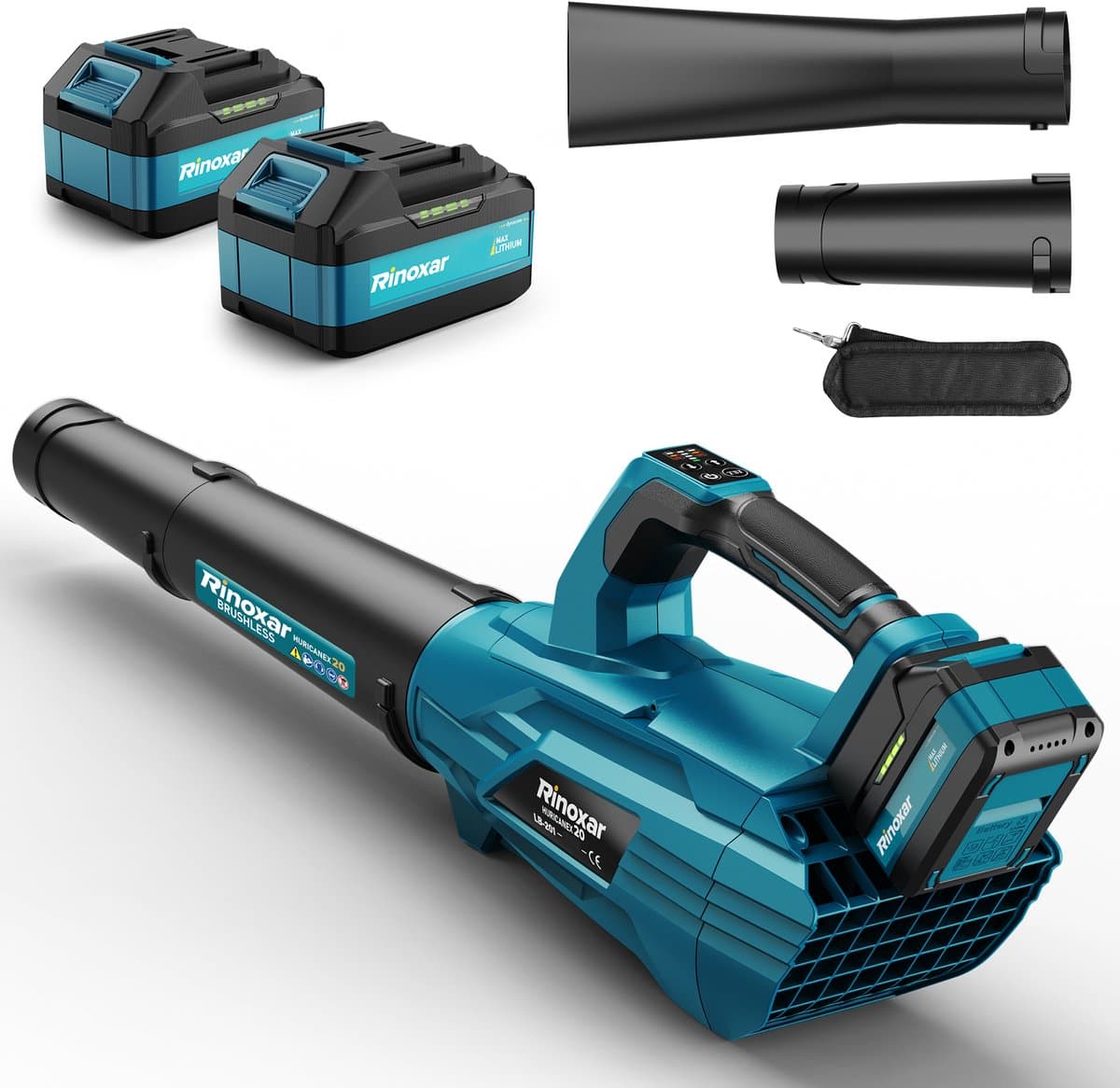 Accu Bladblazer, Bladblazer Op Accu Met Borstelloze Motor 35000 Tpm 850w, Luchtsnelheid 180km/U Met 5 Snelheden, Met 5200mah/18v-Accu’S, 2 Verwisselbare Mondstukken