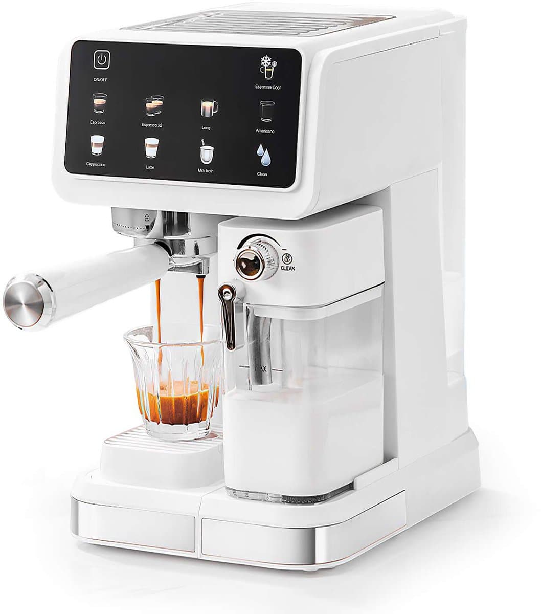 Jently espressomachine - koffiemachine - automatische melkopschuimer - latte/cappuccino/heet water - wit