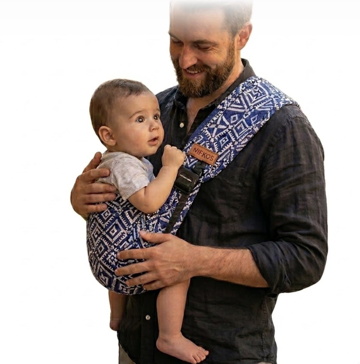 Nifkos - Ergonomische Baby Draagzak Wit/Blauw - Premium Peuter Carrier - Hoge Kwaliteit
