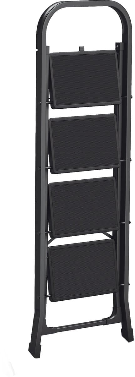 SONGMICS - Ladder - 4-Trede Opvouwbare Huishoudtrap - Met Klapbeveiliging - Draagvermogen tot 150 kg