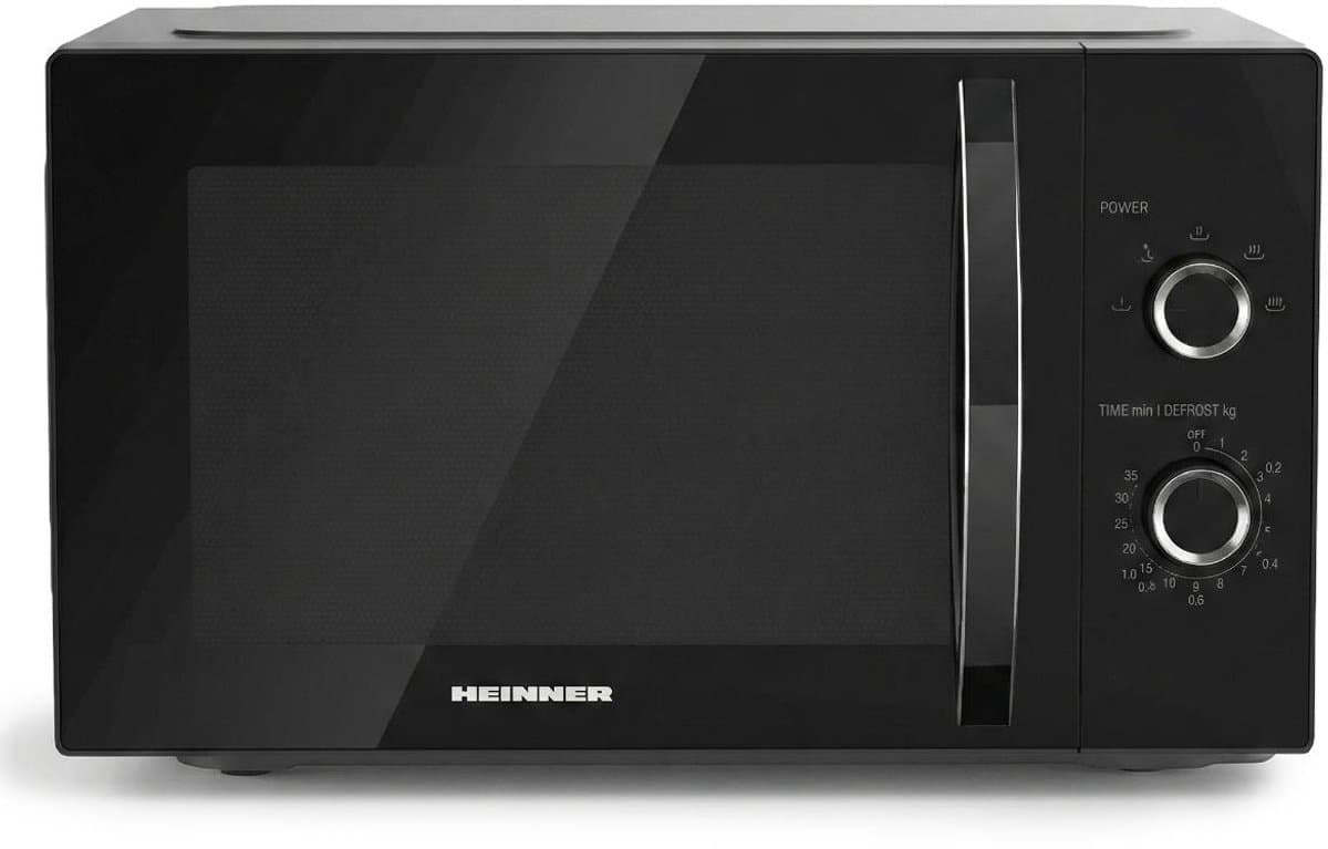 Heinner Magnetron 25L – 800W – 5 Vermogensniveaus – Ontdooifunctie – Draaiknop & Timer – Zwart