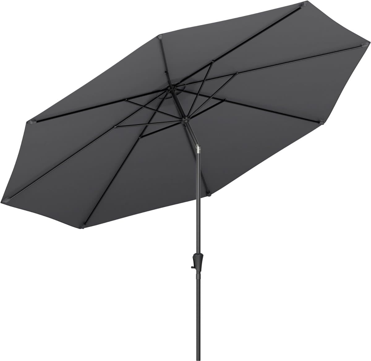 LifeGoods Parasol - Tuin - Ø346 cm - 30° Kantelbaar - Waterdicht - UPF50+ - Donkergrijs