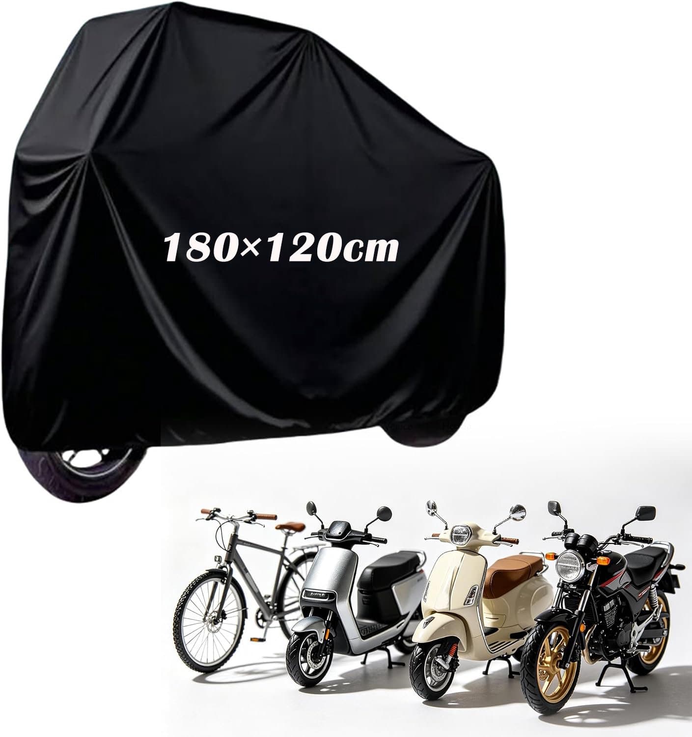 Motorhoes - 180×120cm - Scooterhoes - Motorhoes Waterdicht - Zwarte Scooterhoes - voor Buitenbescherming tegen Regen en Zon