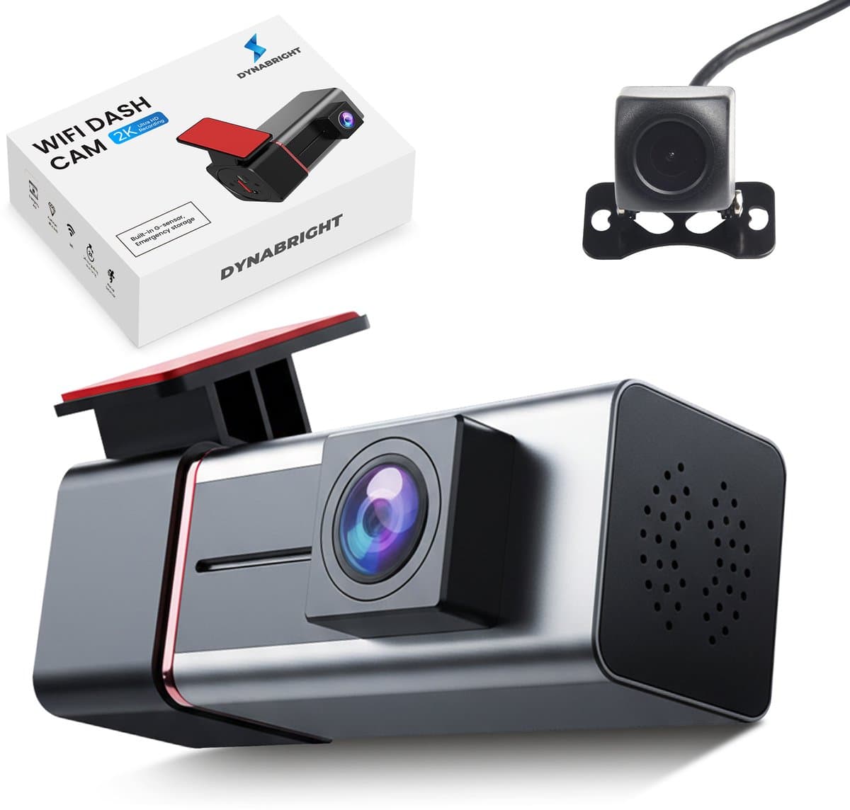 Dynabright Dashcam 4K – Incl. 32GB kaart - Met Achteruitcamera (1080p) – Nachtzicht – Dashcam Voor Auto - Wifi – GPS – Parkeermodus – Dashcams - 170° Groothoek – G-Sensor Noodvergrendeling