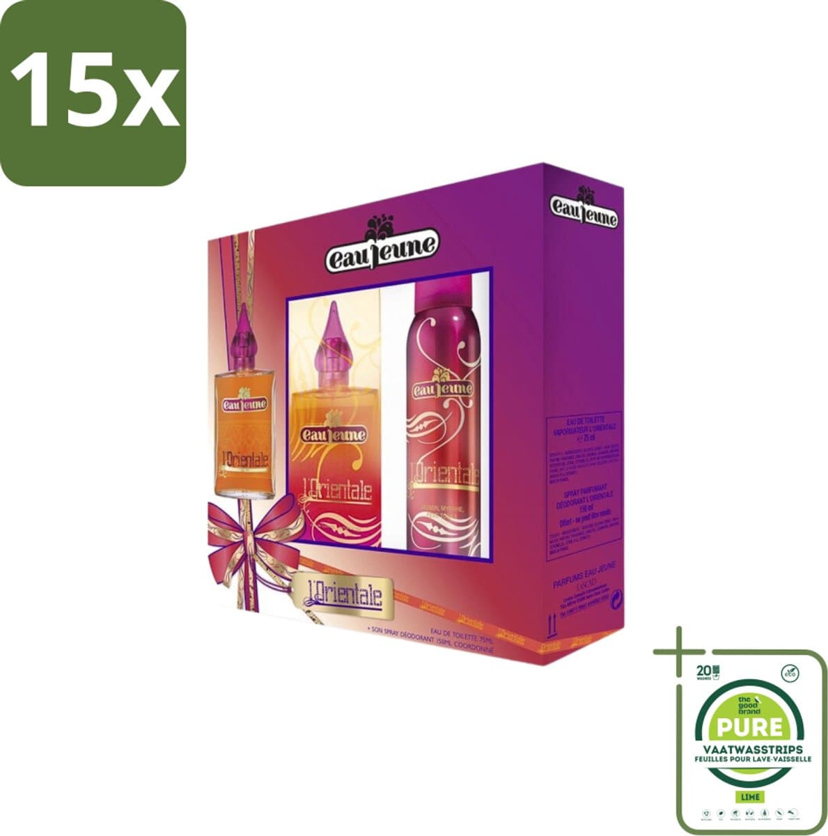 15 x Eau Jeune - L'Orientale - Geschenkset - Eau de Toilette 75ml + Deodorant 150ml - Grootverpakking - Eau De Toilette - Parfum - Cadeau - Geschenkset - Geur