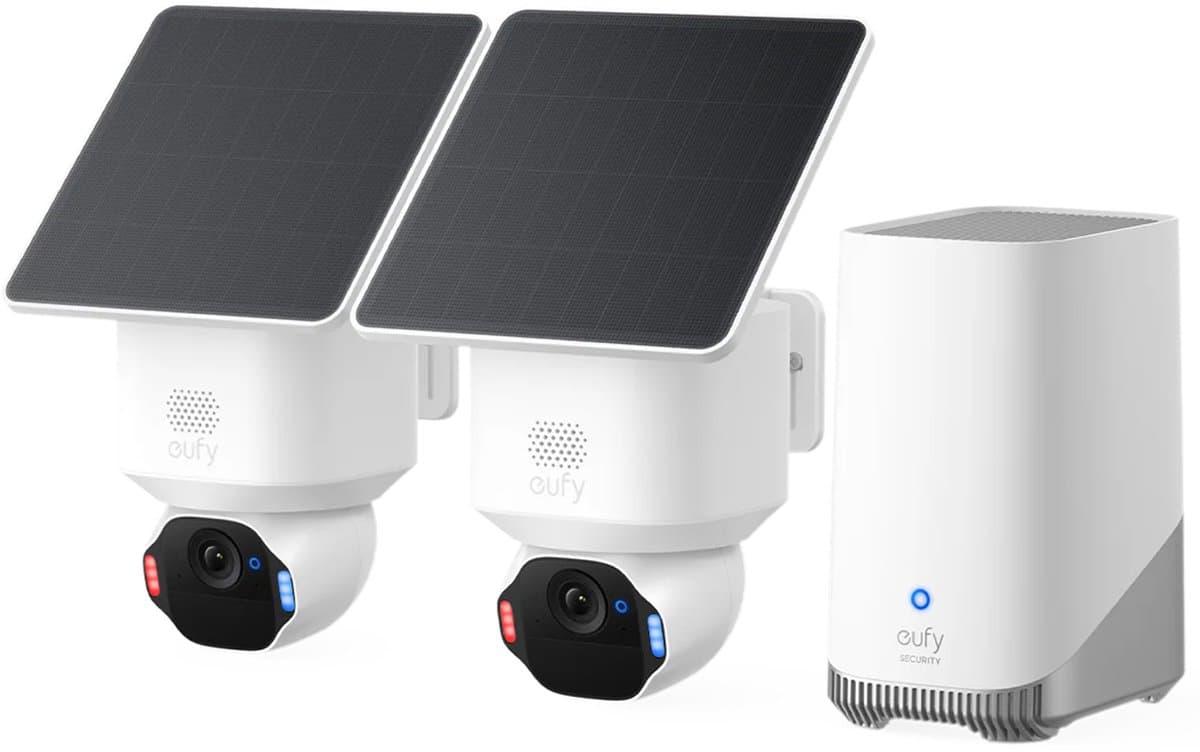 eufy SoloCam E42 2-Cam Kit, 4K PTZ beveiligingscamera outdoor, HomeBase S380, 360° pan/tilt, AI-tracking, zonne-energie, 16TB lokale opslag