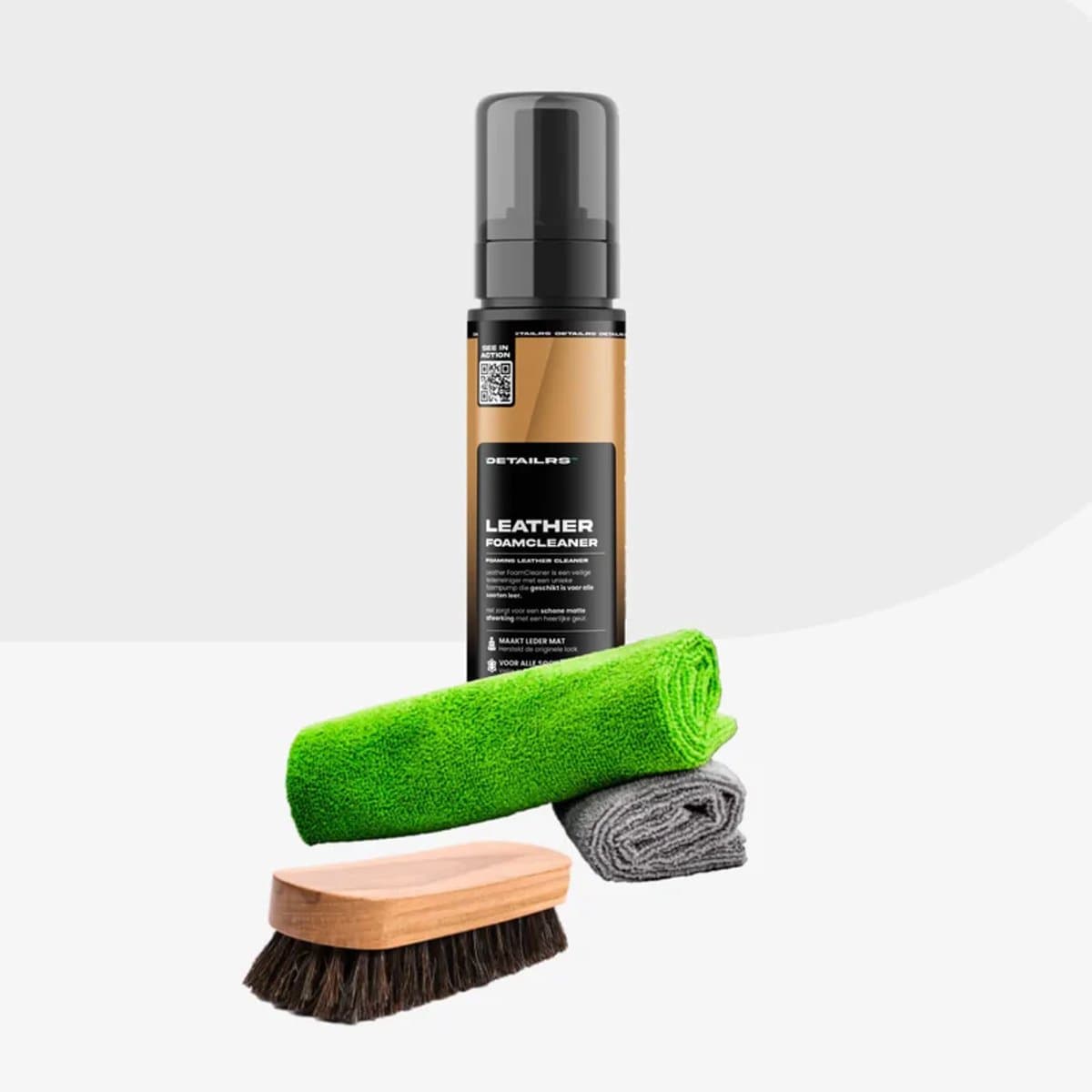 Detailrs Clean & Matt Leather Set - Leer Reiniger - Leerreiniger Auto - Alcantara Reiniger - Alcantara Borstel - Leder Reiniger Auto - Car Detailing - 200ml