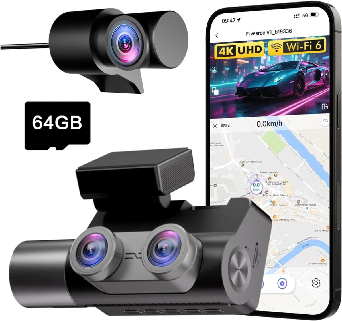 DYNA® Dashcam Voor en Achter - Dashcam - Dashcam Voor Auto - Zwart - 6cm x 12cm x 7cm