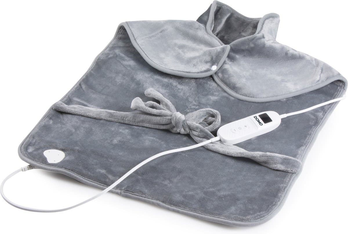 DOMO DO636K Elektrische Deken - Nek & Rug - 60 x 90 cm - Warmtedeken - 9 Standen - Timer - Flanel Fleece - Grijs