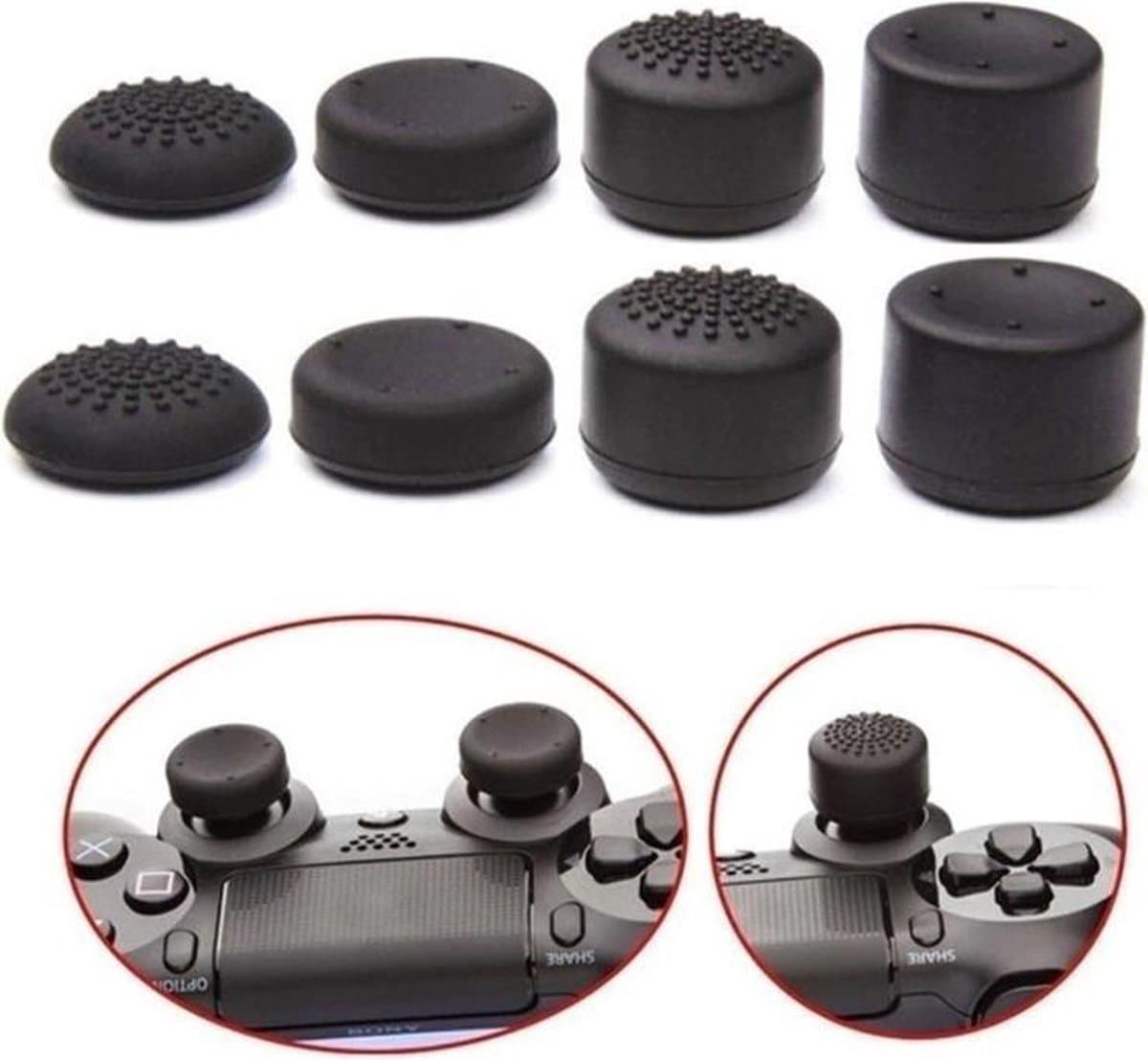 Thumb grips - 8 stuks - Pro gaming - Playstation 4 accessoires - Thumbgrips - Gamer - Gaming - Gaming accessoires - 4 verschillende maten - Console accessoires - Gaming set - Pro gamers - Console kit - Gaming kit - PS5