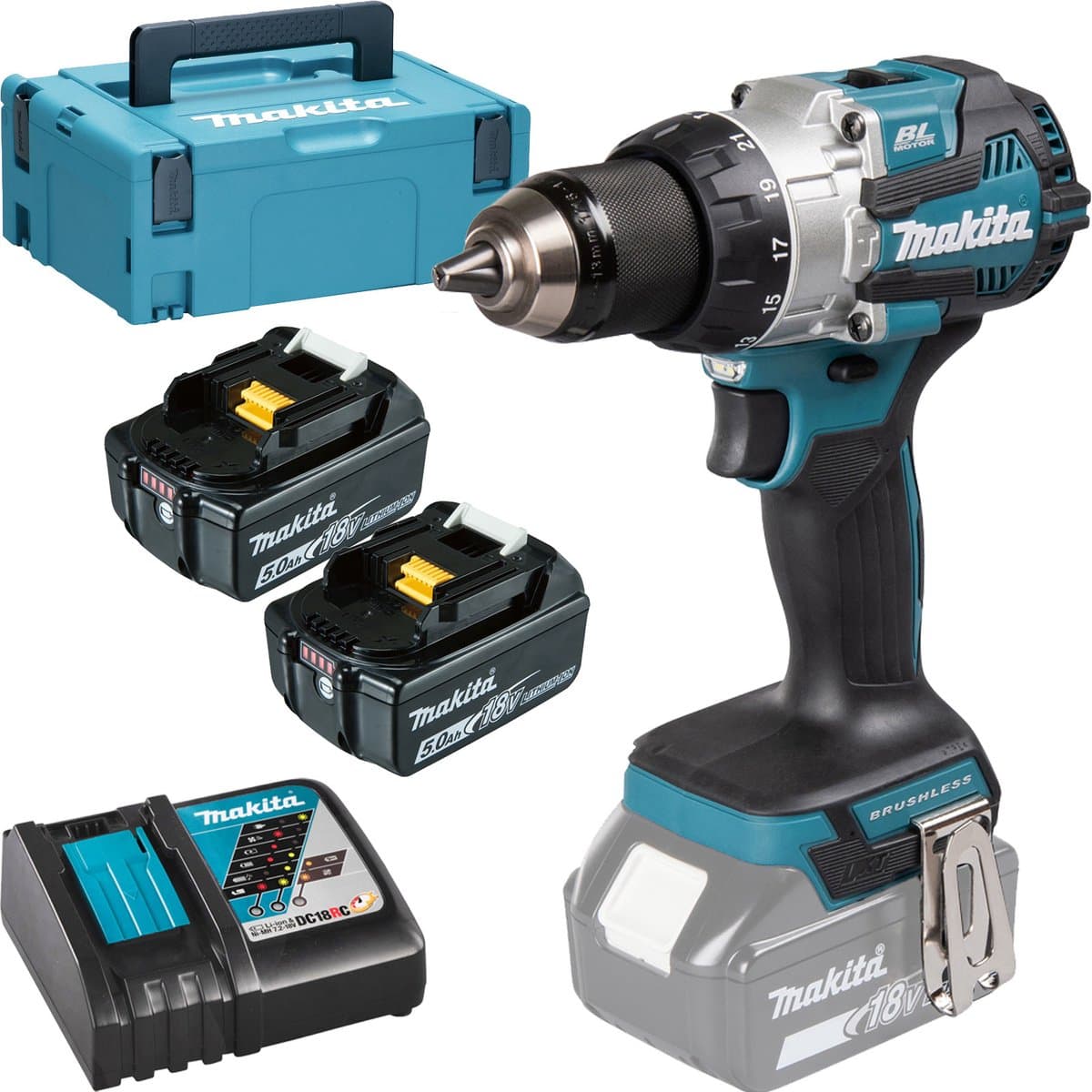 Makita DHP489RTJ Accu klop-/schroefboormachine 18V 5.0Ah in Mbox