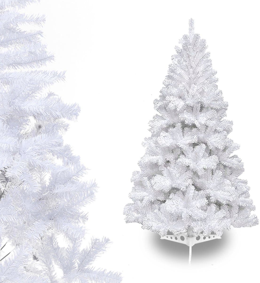 Kunstkerstboom Kerstboom 120 cm - Wit - met 220 takken van PVC - Realistische Kunststof Kerstboom met standaard - Zonder Verlichting