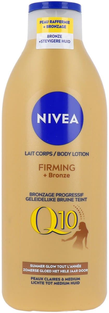NIVEA Q10 Firming + Bronze Bodylotion Bruiner - Stevigere Huid en Natuurlijk Gebruinde Look - Hydraterende Lotion - Snelbruiner - Bruinen zonder Zon - Zelfbruiner Lichaam - 400 ml