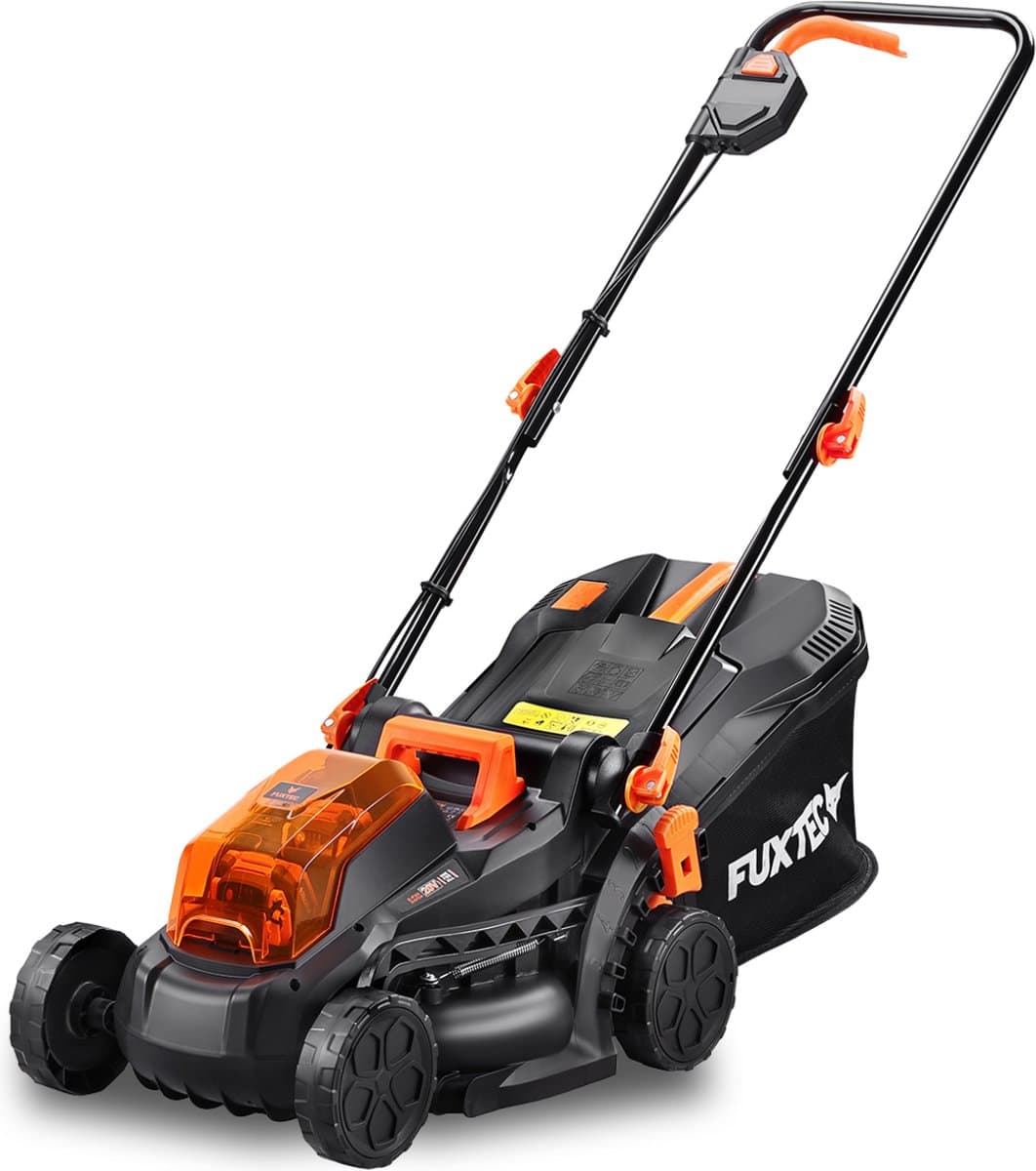 Accu grasmaaier 40V (2X20V) - FUXTEC FX-E1RM20 - breedte 33cm 2 accu's Li-Ion 2Ah, dubbele lader 2,4A, vultrechter 35L