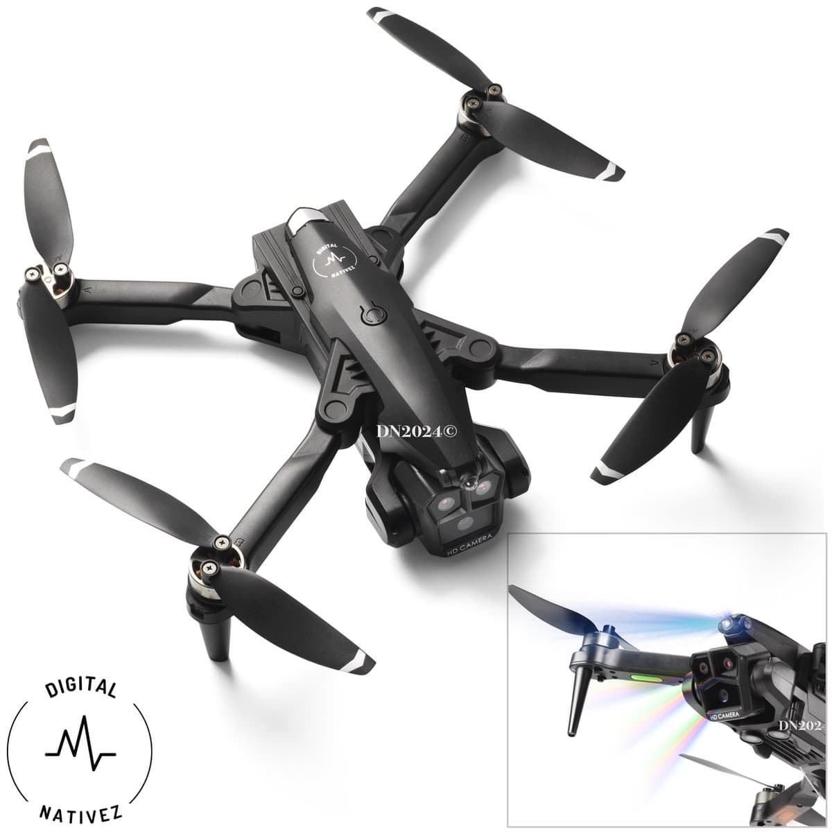 Digital Nativez Pro Drone - Triple Camera 4K - Borstelloze Motoren - GPS - Smart Follow incl. optical flow en opbergcase