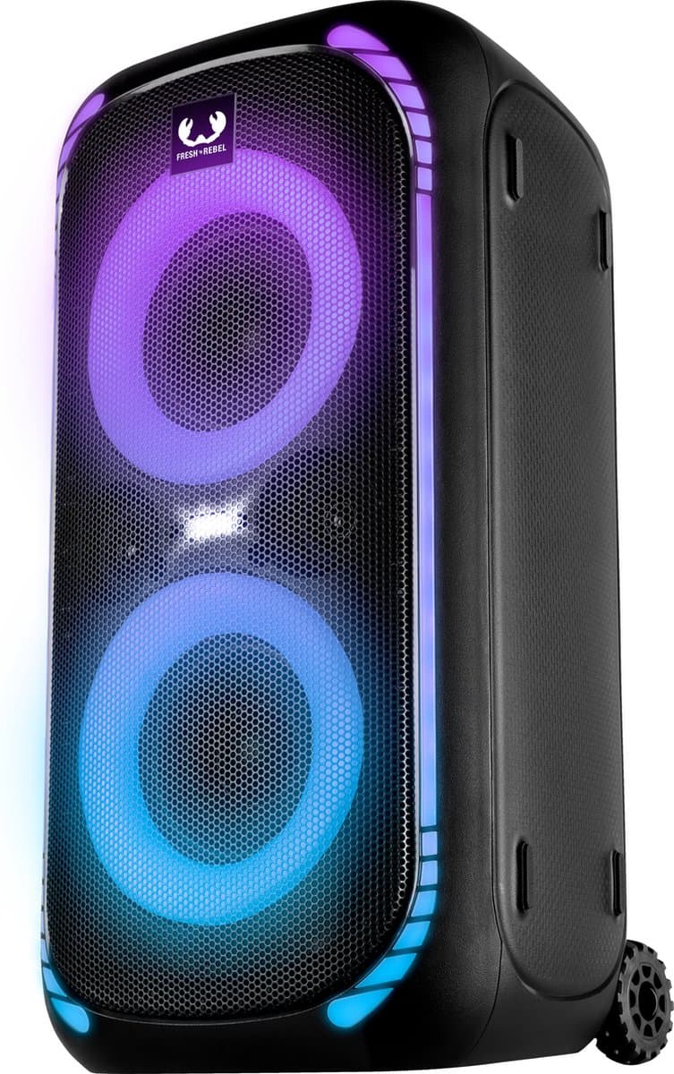 Fresh 'n Rebel Party Speaker Bluetooth - Groot formaat - 12 uur Draadloze Speelduur - Bass Boost - Lichtshow - met Trolley