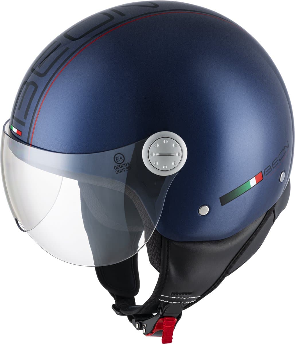 BEON Design Scooterhelm - Metallic Blauw - M - Jethelm met Vizier - Motorhelm - Geschikt voor Vespa, Scooter, Brommer, Motor en Snorfiets