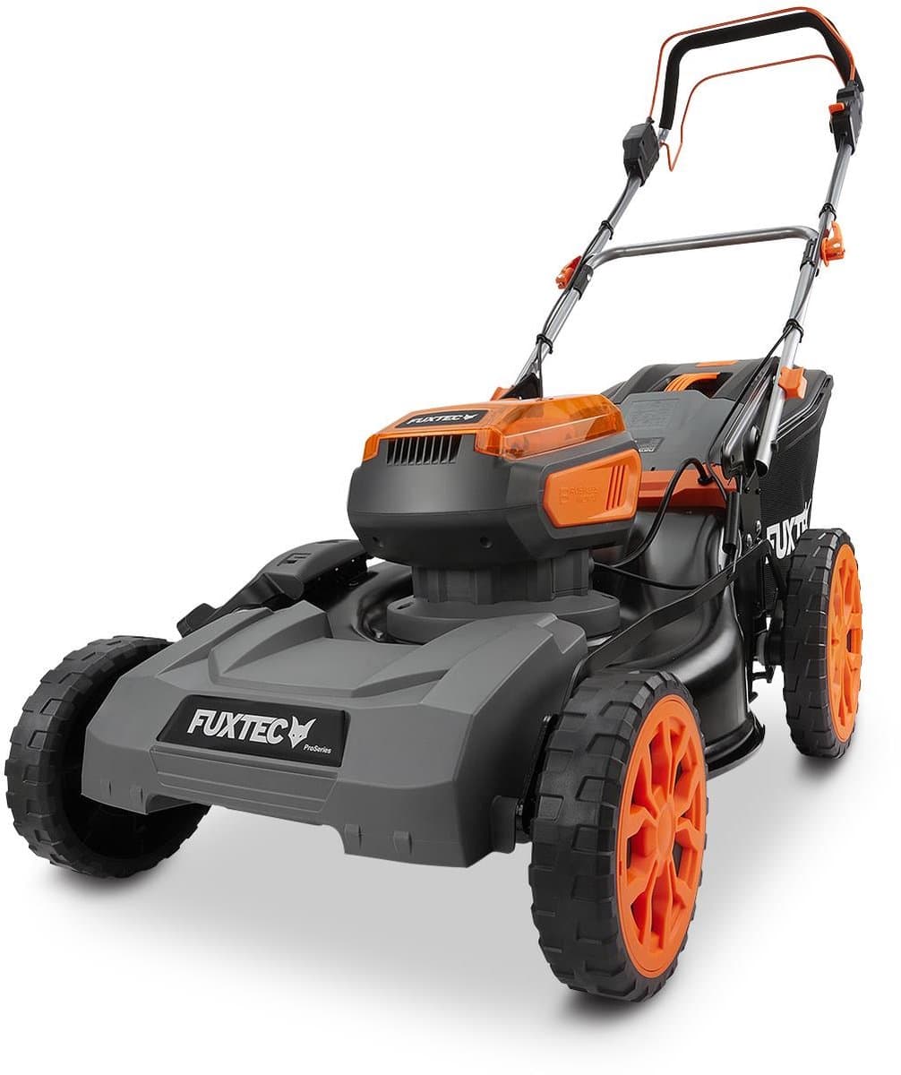 FUXTEC 40V accu grasmaaier FX-E2RM46PROSET | accu grasmaaier met aandrijving | 46 cm | 2x 5Ah accu & snellader | mulchfunctie | 50L grasopvangbak