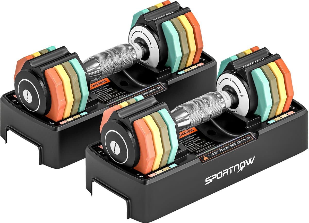 Sportnow Dumbbell Set-Gesmeed staal-28L x 10,6B x 10,4H cm-Veelkleurig