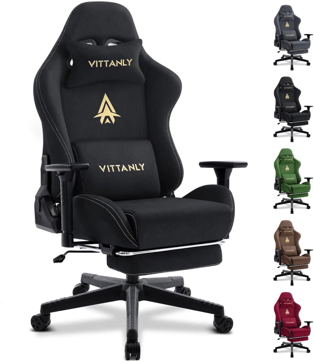 Gaming Stoel Luxe Imitatie Suède - Gamestoel Ergonomisch - Voetensteun - 3D Armleuningen - 90-155° Rugleuning