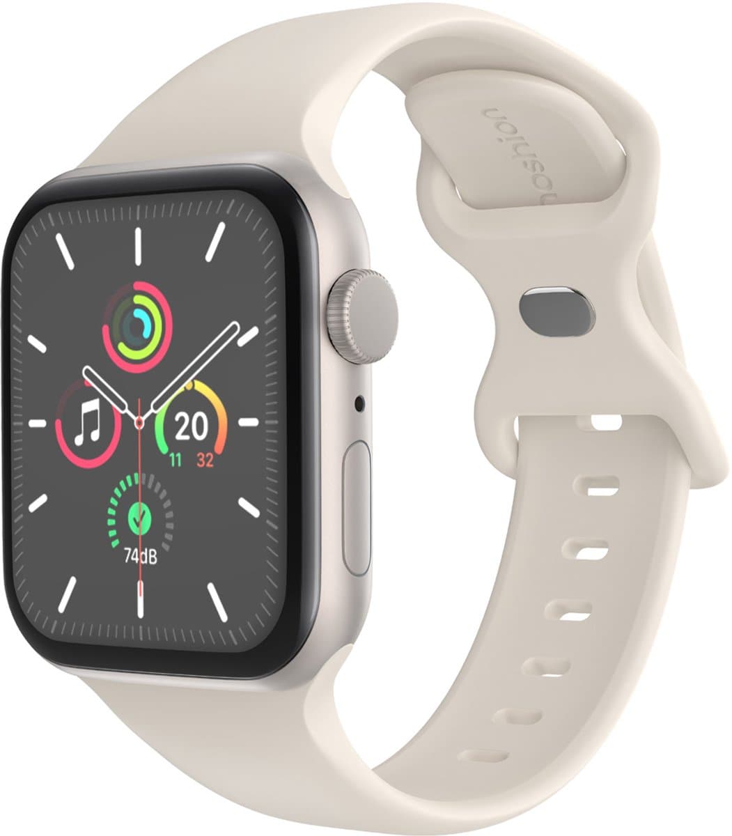 Siliconen⁺ bandje - Geschikt voor Apple Watch 1, 2, 3, 4, 5, 6, 7, 8, 9, 10, 11, SE, Ultra (2 / 3) - 44/45/46/49 mm - Sterrenlicht