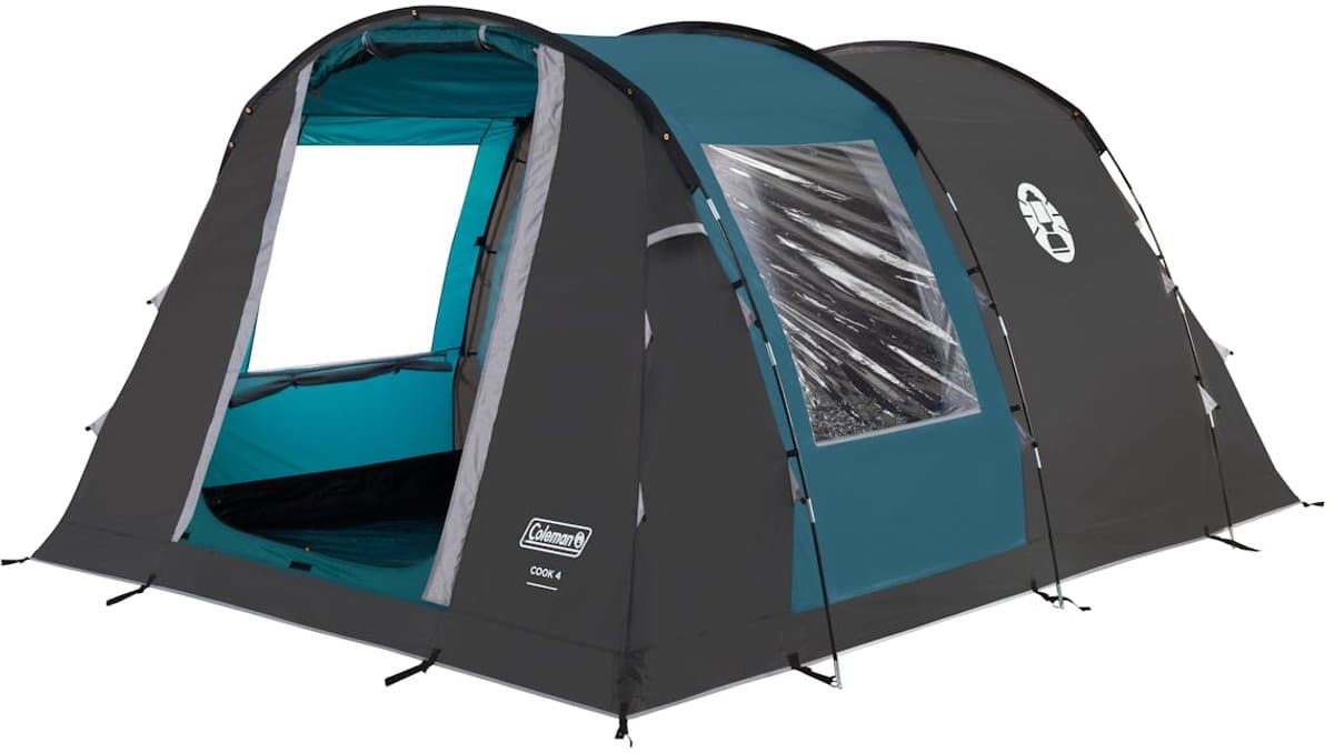 Coleman Cook 4 tent – 4 Persoons tunneltent – UV Guard zonbescherming - Brandvertragend materiaal – Grijs/blauw