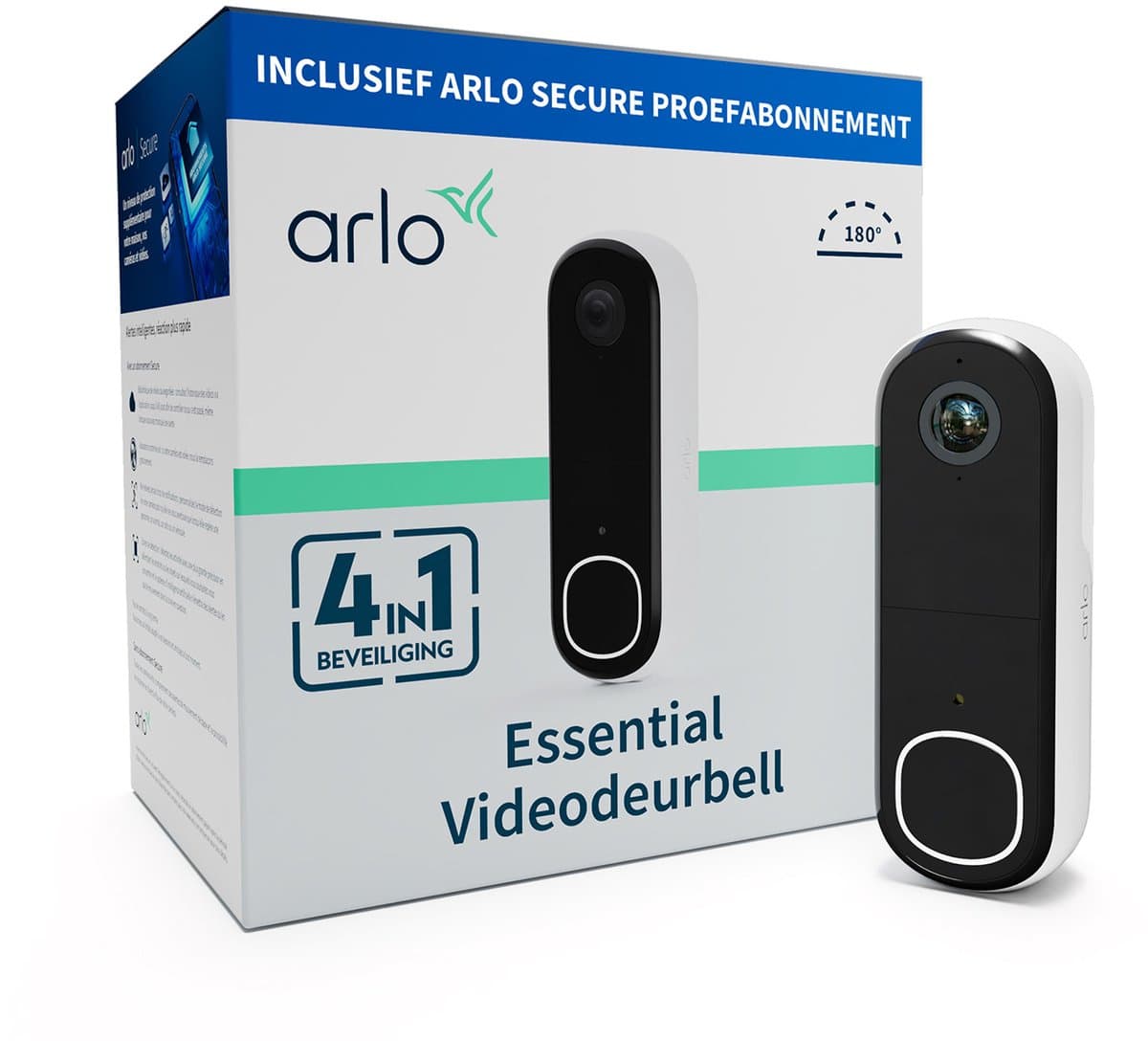 Arlo HD draadloze video deurbel met camera, 1 deurbel, wit