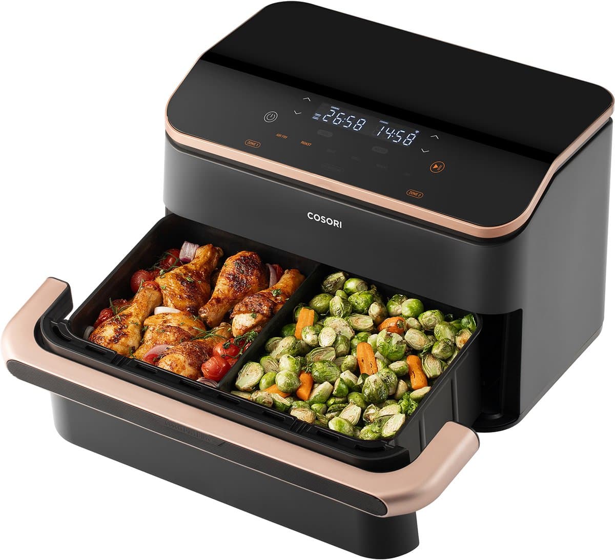 Cosori Dual Blaze Twinfry – Dubbele Airfryer XXL – 10L – Dual Zone of MegaZone – 6 Programma’s