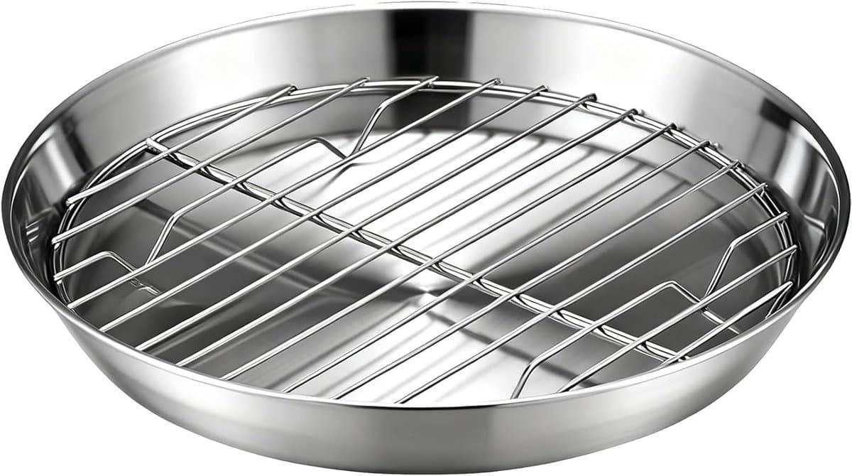 Bakplaat voor airfryer - Airfryer bakvorm - Airfryer accessoires - Bakplaat met rooster - Gemaakt van 304 roestvrij staal - 20 cm