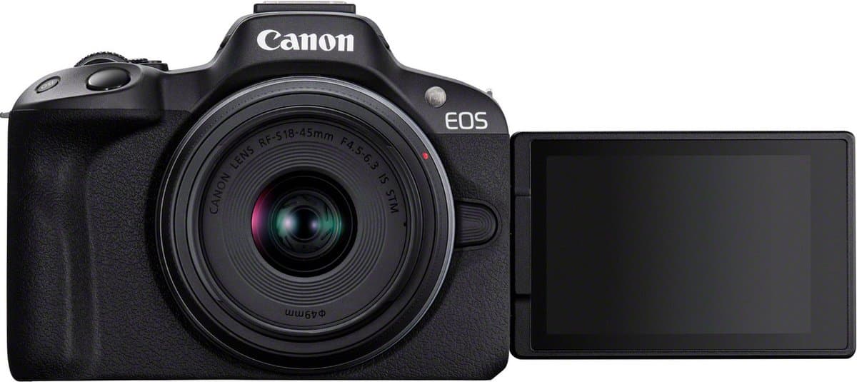 Canon EOS R50 ZWART + RF-S 18-45 IS STM - Systeemcamera - 24.2 MP - 4K Video - Kantelbaar touchscreen - Inclusief standaard zoomlens