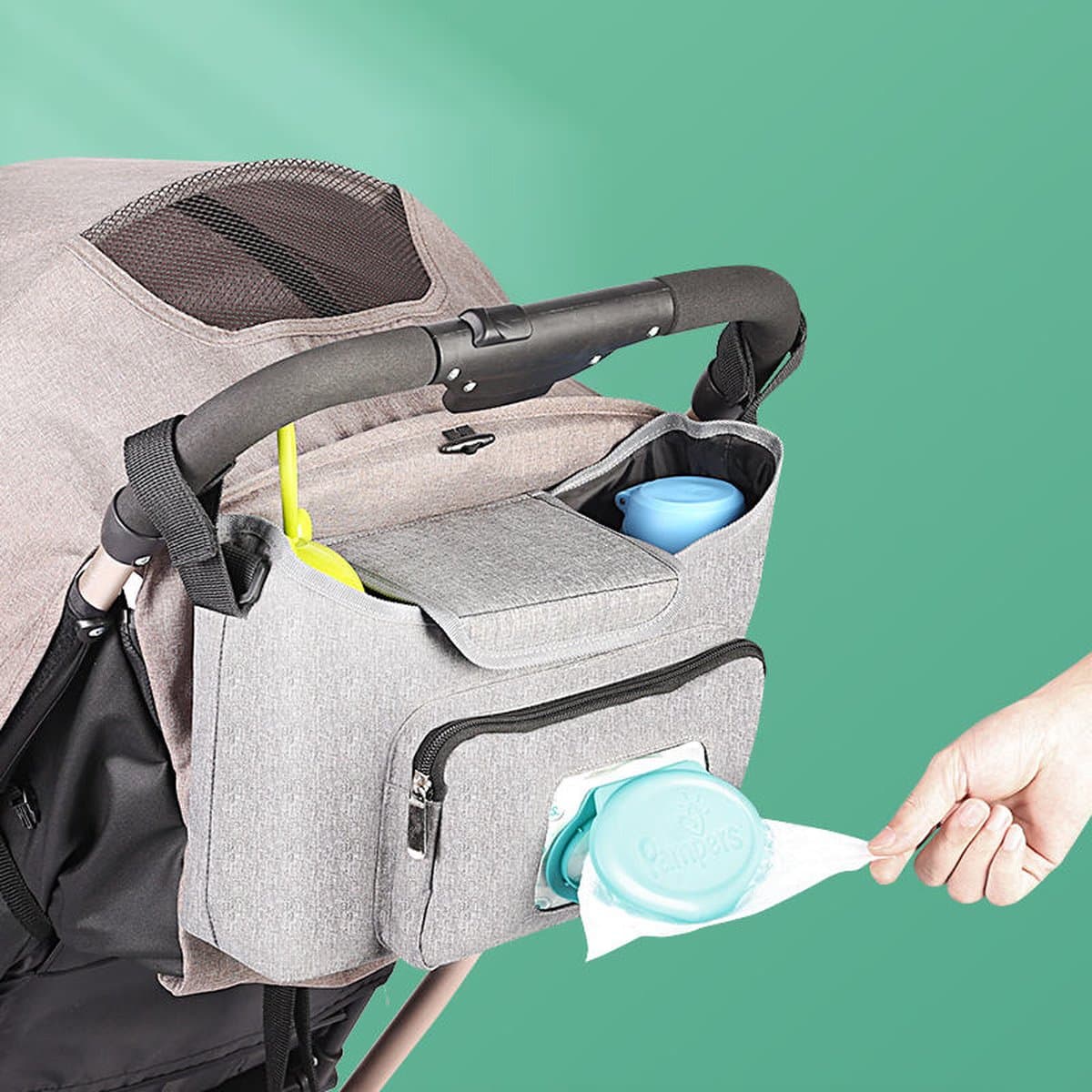 Achilles Oxford Fabric Kinderwagen organizer - Buggy tas Organizer - Wandelwagen organizer luiertas
