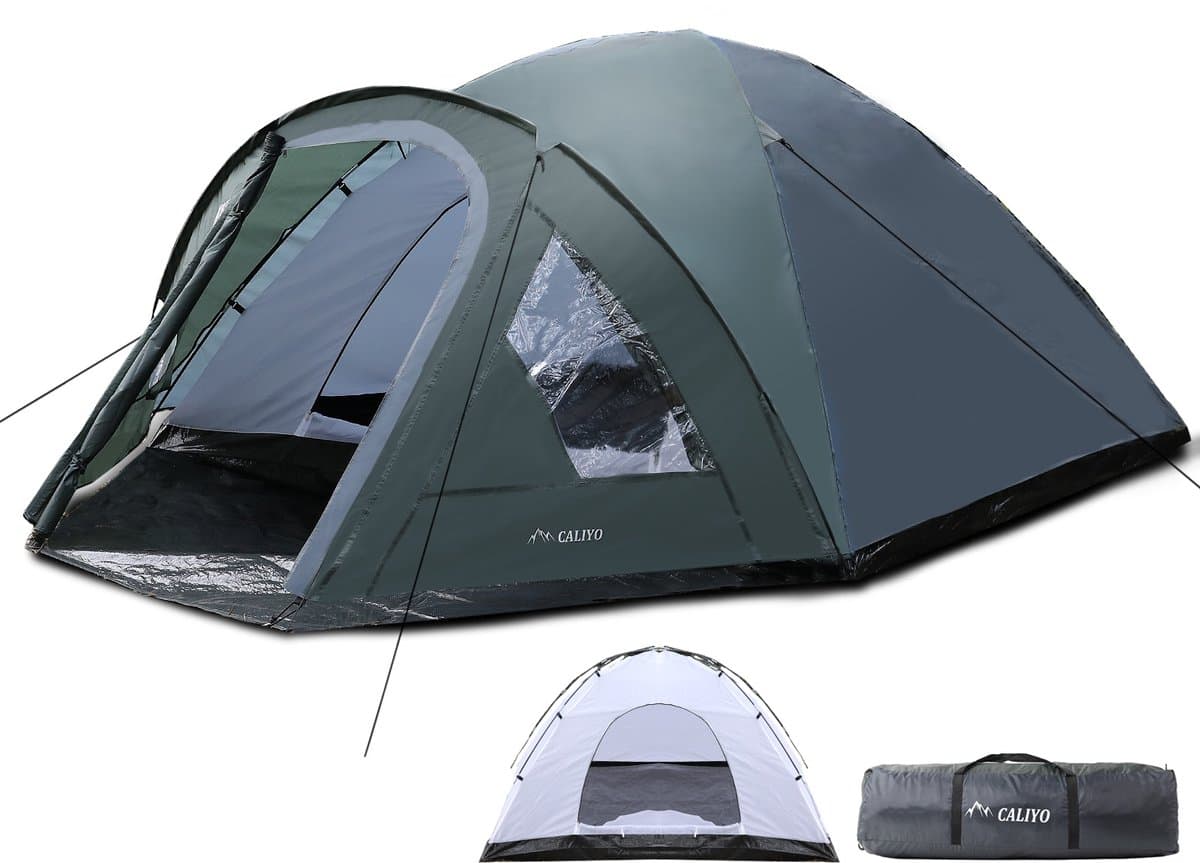 CALIYO camping tent - 3-4 Person - 310x240x130cm - Waterdicht 3000 mm - Koepeltent met verduistering - snel opzetten - voor Outdoor Kampeer