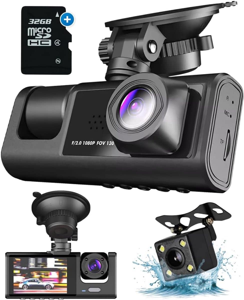 Aura® Dashcam voor Auto voor en Achter - Achter Draadloos - HD Night Vision - Zwart- 10cm x 30cm x 5cm