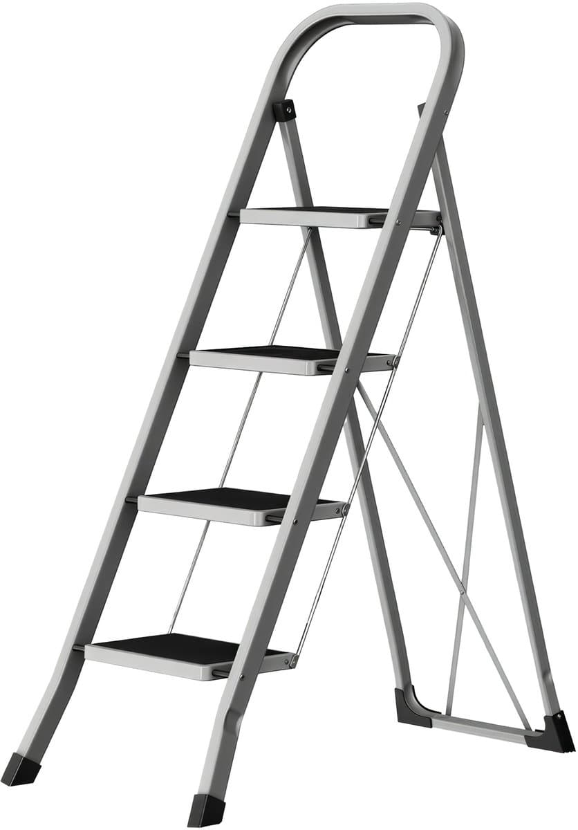 SONGMICS - Ladder - Trapladder met 4 Treden - Opvouwbaar - Draagvermogen tot 150 kg
