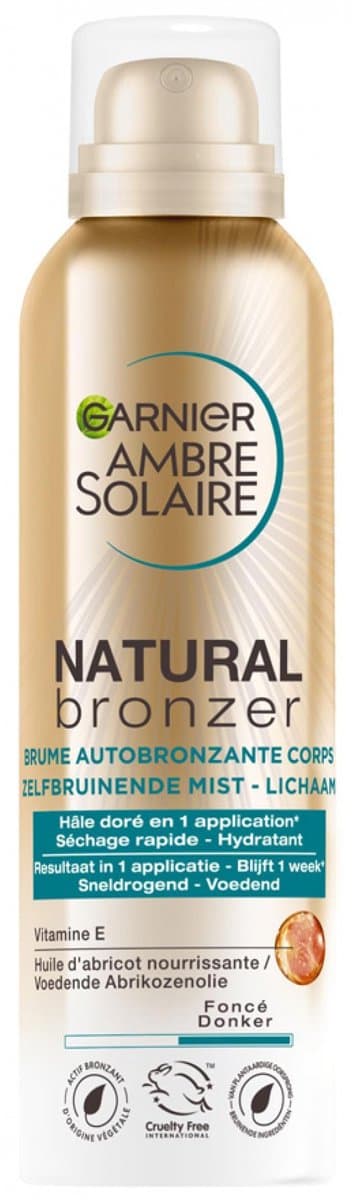 Garnier Ambre Solaire Natural Bronzer Body Mist - Zelfbruiner voor Gezicht met Vitamine E en Voedende Abrikozenolie - 150ml